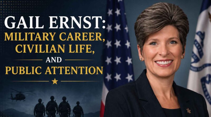 Gail Ernst military career and public life banner with portrait and professional background.